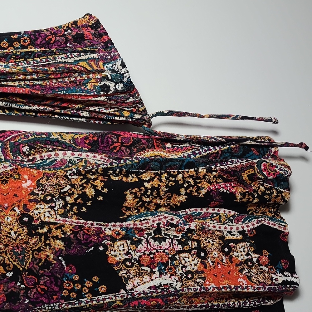 FREE PEOPLE All Dolled Up Paisley High Neck Open Back Long Sleeve Mini Dress Sm - Picture 8 of 16